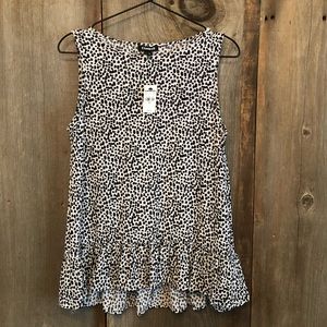 Express Peplum Tank in Black White Print Size Medium